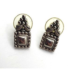 Vintage Silver Art Deco 90s Stud Earrings 1in